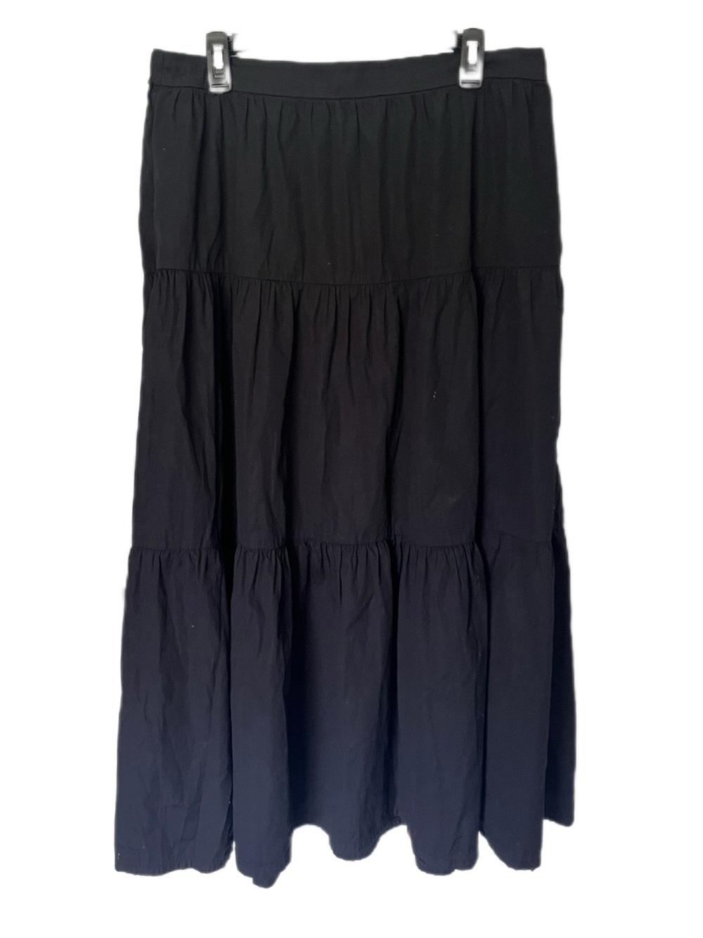 Hudson North Black Cotton Tiered Maxi Skirt XL Boho Cottagecore Whimsigoth